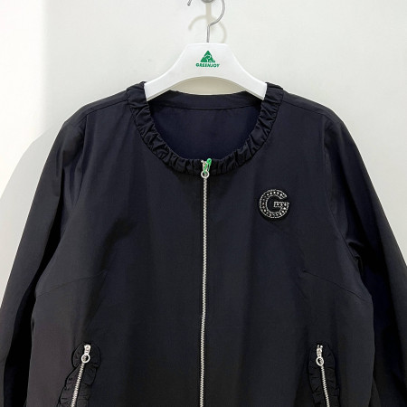 [행복한백화점][그린조이] 셔링 포인트 라운드 집업 점퍼 블랙 여성 GP23WJ81W