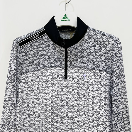 [행복한백화점][그린조이] 가슴 절개 프린트 하프집업 긴팔 티셔츠 블랙 여성 GP23KL64W