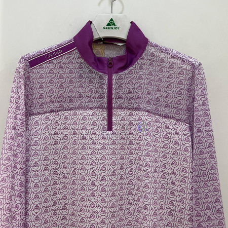 [행복한백화점][그린조이] 가슴 절개 프린트 하프집업 긴팔 티셔츠 보라 여성 GP23KL64W