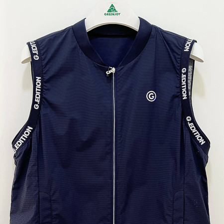 [행복한백화점][그린조이] 암홀 로고 포인트 솔리드 집업 베스트 네이비 여성 조끼 GP23WV61W