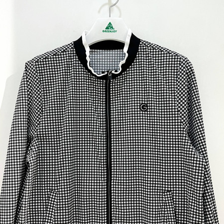 [행복한백화점][그린조이] 셔링 포인트 체크 점퍼 블랙 여성 GP23WJ02W