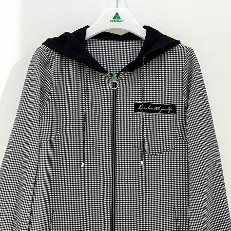 [행복한백화점][그린조이] 써커 체크 하프 점퍼 블랙 여성 GP23WJ88W