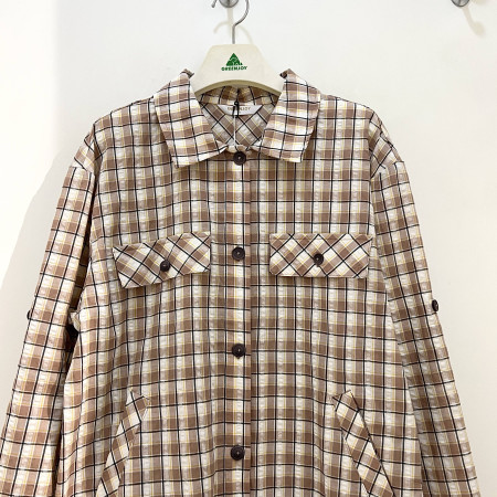 [행복한백화점][그린조이] 밑단 스트링 체크 셔츠 베이지 여성 GP23WS83W