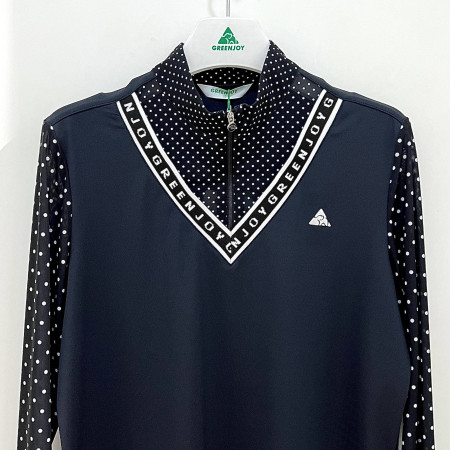 [행복한백화점][그린조이] 기능성 반목 반지퍼 긴팔 티셔츠 블랙 여성 GP22KL28W