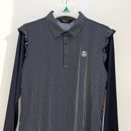 [행복한백화점][그린조이] 프릴 포인트 냉감 소매 기능성 긴팔 카라티셔츠 네이비 여성 GP22KY51W