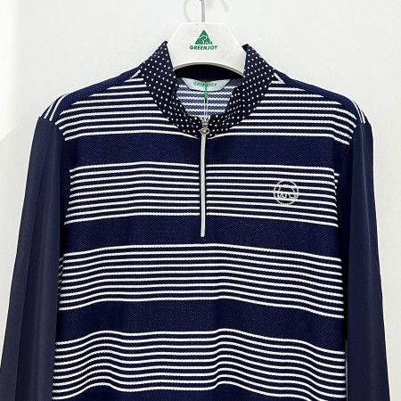 [행복한백화점][그린조이] 엠보 스트라이프 반지퍼 긴팔 티셔츠 네이비 여성 GP22KL26W