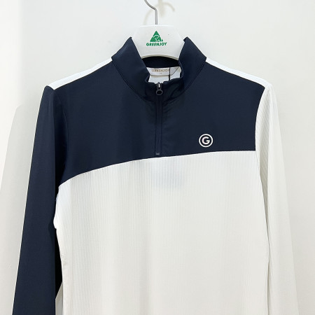 [행복한백화점][그린조이] 사선 배색 반지퍼 긴팔 티셔츠 네이비 여성 GP22KL71W