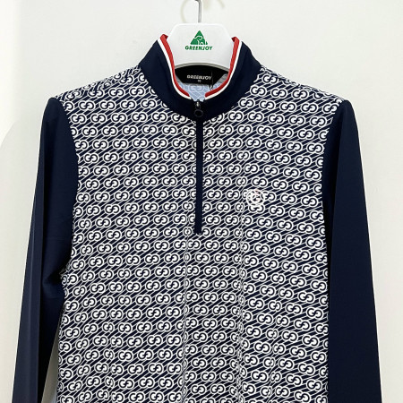 [행복한백화점][그린조이] 소매배색 G로고 프린트 반집업 티셔츠 네이비 여성 GP22KL72W