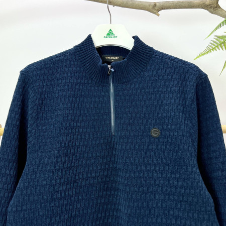 [행복한백화점][그린조이] 기모안감 반집업 니트 틸블루 남성 스웨터 GF23SL51M