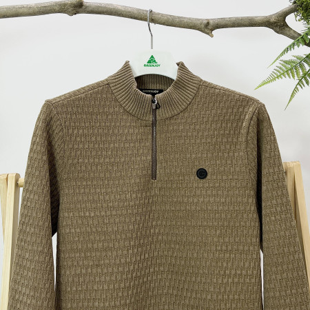 [행복한백화점][그린조이] 기모안감 반집업 니트 베이지 남성 스웨터 GF23SL51M