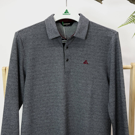 [행복한백화점][그린조이] 긴팔 카라 티셔츠 블랙 남성 GF23KY21M