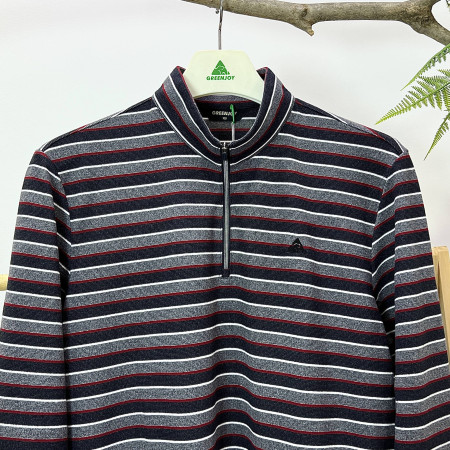 [행복한백화점][그린조이] 스트라이프 컬러배색 반지퍼 긴팔 티셔츠 차콜 남성 GF23KL23M