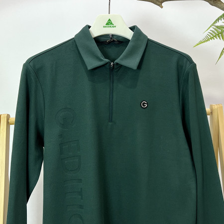 [행복한백화점][그린조이] 레터링 반지퍼 카라 PK 티셔츠 초록 남성 GF23KY51M