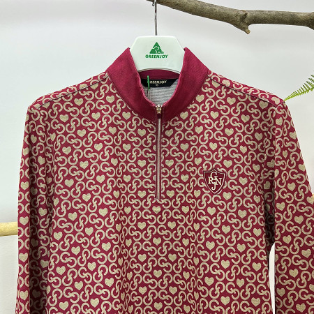 [행복한백화점][그린조이] 프린트 반지퍼 긴팔 티셔츠 마젠타 여성 GF23KL11W