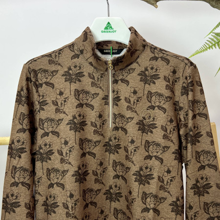 [행복한백화점][그린조이] 프린트 반지퍼 긴팔 티셔츠 진베이지 여성 GF23KL27W