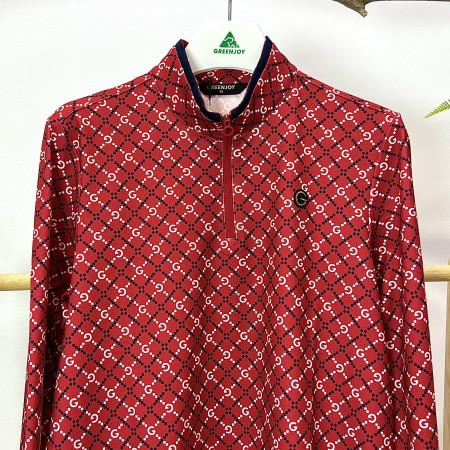 [행복한백화점][그린조이] G로고 프린트 반지퍼 긴팔 티셔츠 레드 여성 GF23KL72W