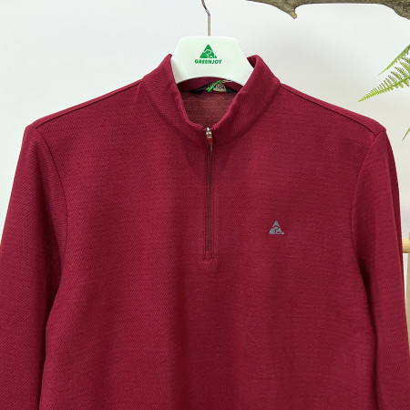 [행복한백화점][그린조이] 밑단 시보리 포인트 반집업 티셔츠 레드 남성 스웨터 GF23KL24M