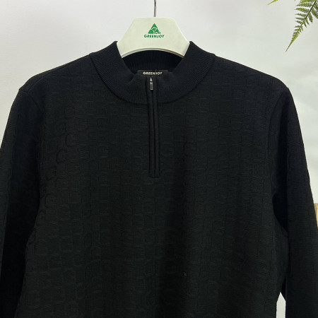 [행복한백화점][그린조이] 밍크 기모 G로고 패턴 반집업 니트 블랙 남성 스웨터 GF23SL52M