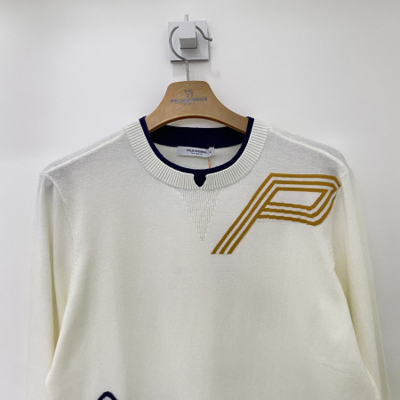 팜스프링스 PS로고 라운드넥 긴팔 니트 아이보리 남성 SKRM213307