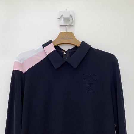 팜스프링스 엠보 컬러 포인트 긴팔 카라티셔츠 블랙 여성 STSL213201