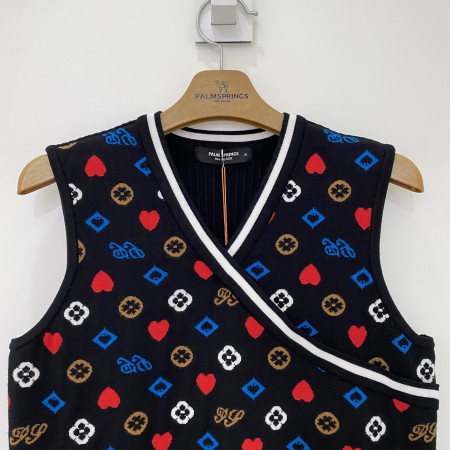 팜스프링스 전판 패턴 브이넥 니트 베스트 블랙 여성 SKVL213405