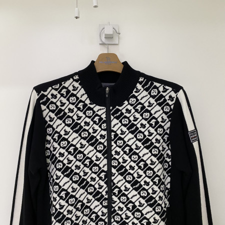 팜스프링스 앞패턴 하이넥 풀집업 퀼팅 가디건 점퍼 블랙 남성 SKCM214356