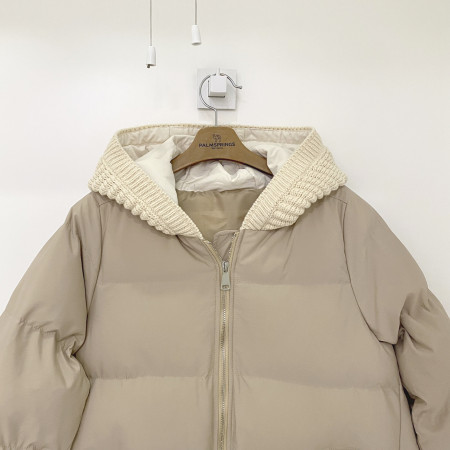 팜스프링스 후드배색 패딩점퍼 베이지 여성 겨울 SWJL214664