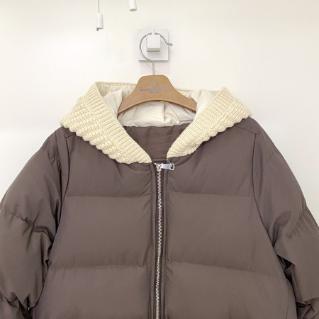 팜스프링스 후드배색 패딩점퍼 브라운 여성 겨울 SWJL214664