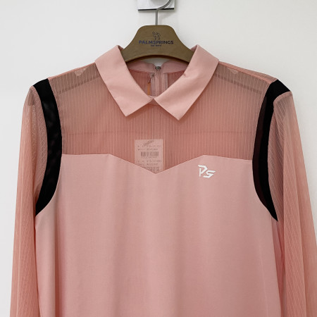 팜스프링스 메쉬 배색 카라 긴팔티셔츠 라이트핑크 여성 STZL221203