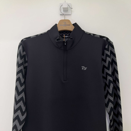 팜스프링스 반폴라 패턴 포인트 집업 티셔츠 블랙 남성 STZM224158