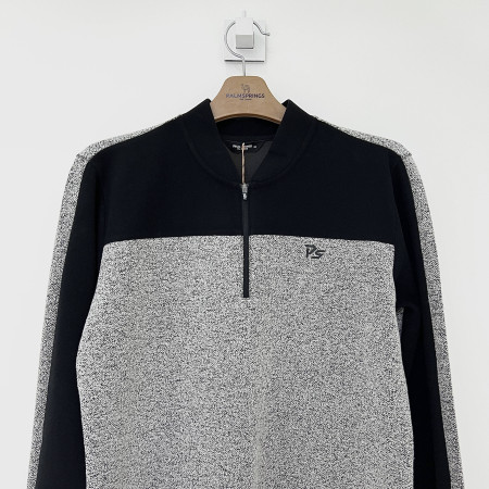 팜스프링스 컬러 배색 긴팔 반집업 티셔츠 차콜 남성 STZM224155