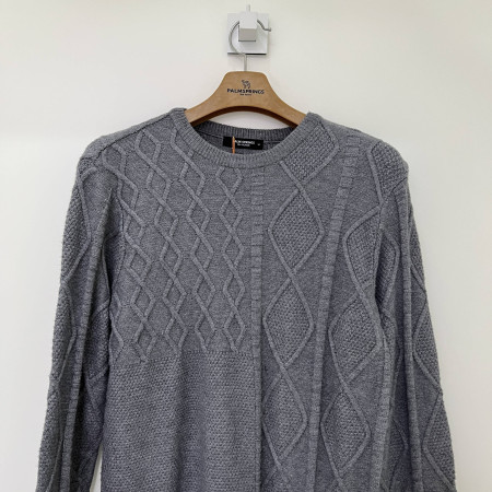 팜스프링스 라운드넥 케이블 니트 멜란지그레이 남성 SKRM224352
