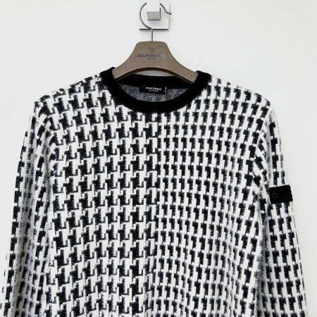 팜스프링스 체크 라운드넥 니트 블랙 남성 SKRM224351