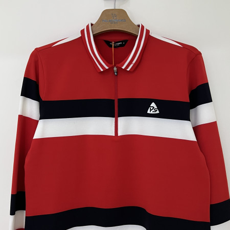 팜스프링스 3도 컬러배색 반집업 티셔츠 레드 여성 STZL224264