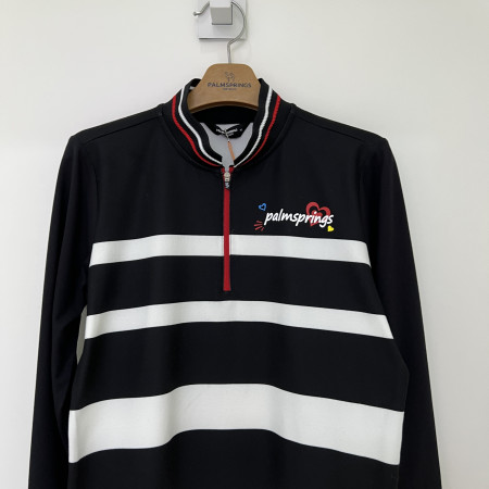 팜스프링스 컬러배색 반집업 티셔츠 블랙 여성 STSL224261