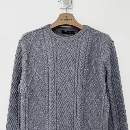 팜스프링스 라운드넥 케이블 니트 멜란지그레이 여성 SKRL224452