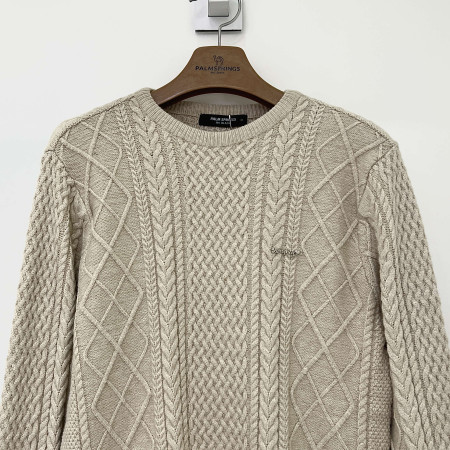 팜스프링스 라운드넥 케이블 니트 라이트베이지 여성 SKRL224452