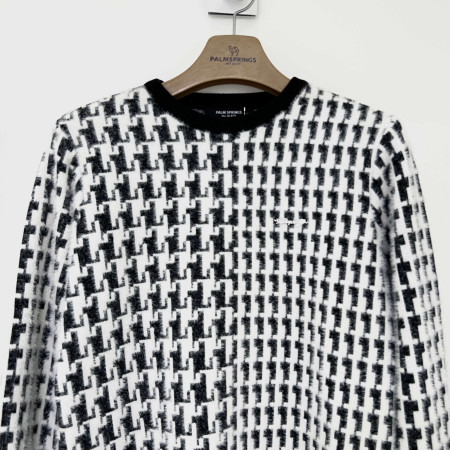 팜스프링스 체크 라운드넥 니트 블랙 여성 SKRL224451