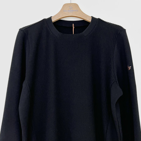 팜스프링스 골지배색 라운드넥 긴팔 맨투맨 티셔츠 블랙 여성 STRL224256