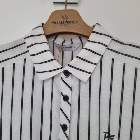 팜스프링스  여성 잔스트라이프 5부소매반팔 티셔츠. STSL232260