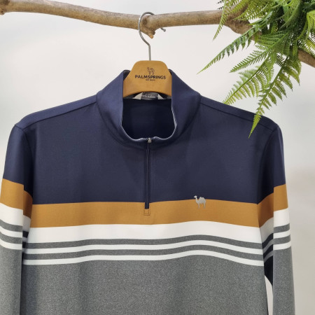 팜스프링스 남성 원포인트 스트라이프 반집업 티셔츠 STZM233113