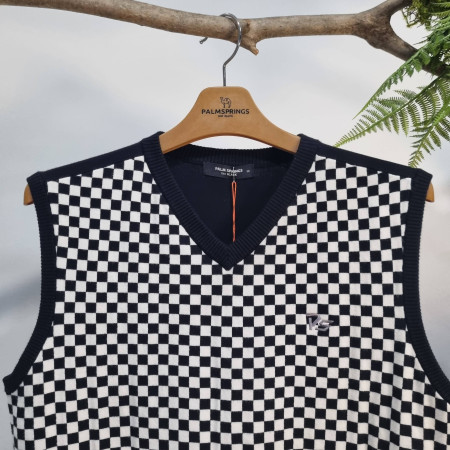 [행복한백화점][팜스프링스] 남성 전판 체커보드 브이넥 조끼SKVM 233321