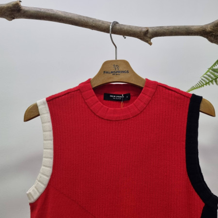 팜스프링스 여성 골지배색 라운드 조끼 SKVL 224456