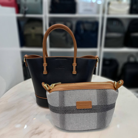 투톤 토트백 블랙 WT68365