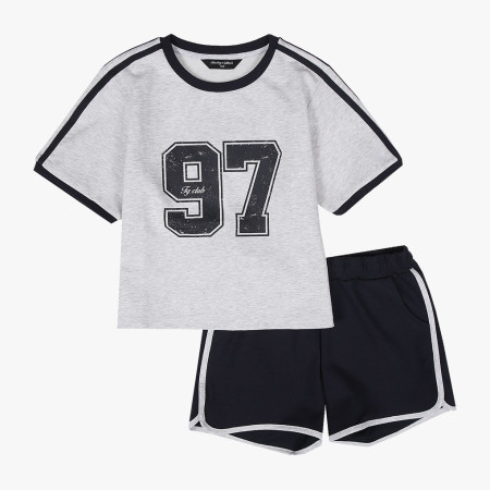 [행복한백화점][더데이걸]소매 두줄  반팔 셋업  TGMS26303