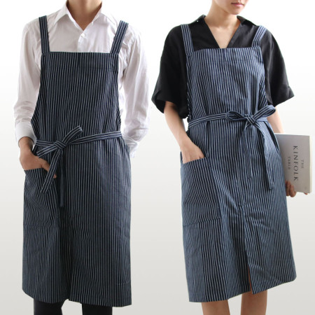 스트라이프 롱 데님 앞치마