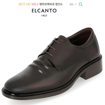 [행복한백화점][엘칸토]MD PICK! NO.1 엘칸토 오렌38 발볼넓고 쿠션 UPUP!! 베이직 남성 소가죽 정장화 [ 브라운 ]
