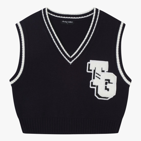 [행복한백화점][더데이걸]블링 장식 크롭 스웻조끼  TGVK25101