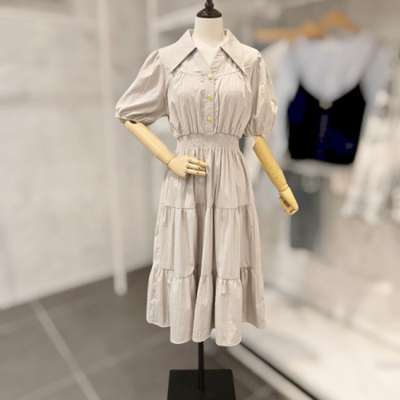 [행복한백화점][페이지플린]허리 밴딩 카라 원피스 F5BOP001A