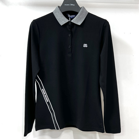 [행복한백화점][디즈니골프]스팍스 로고라인 배색 긴팔 카라 티셔츠 블랙 여성 SO3LTS103